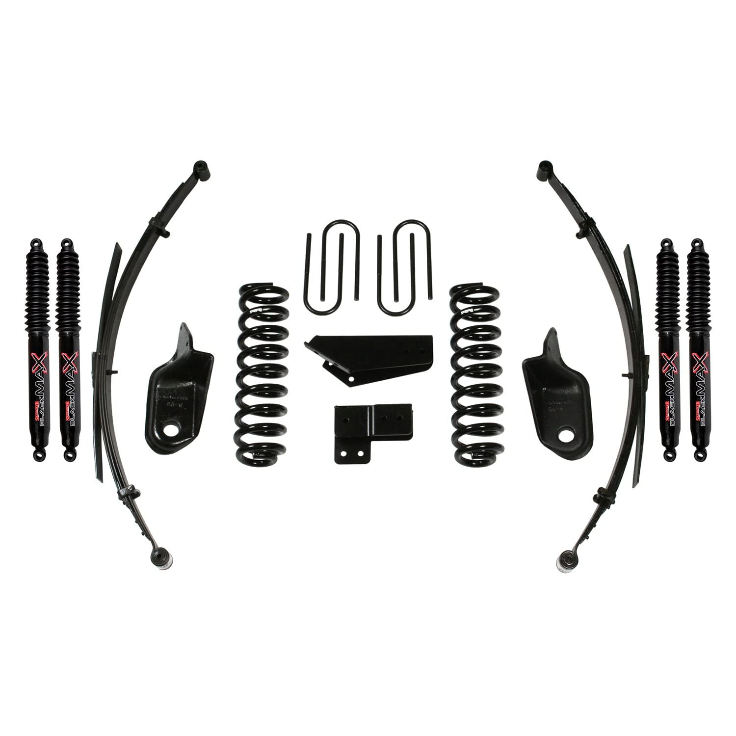 Skyjacker Suspension Lift Kit 184PKS-B w/Shock Black MAX Shocks 4 in. Lift Incl. Front/Rear Springs Brackets Rear U Bolt Kit