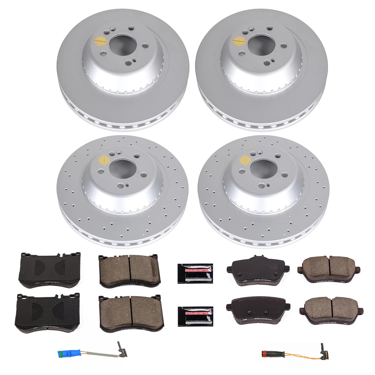 Power Stop CRK7853 Geomet Coated Front & Rear Brake Kit For Mercedes-Benz Maybach S, Mercedes-Benz Maybach S560, Mercedes-Benz S550, Mercedes-Benz S550e [Model Specific]