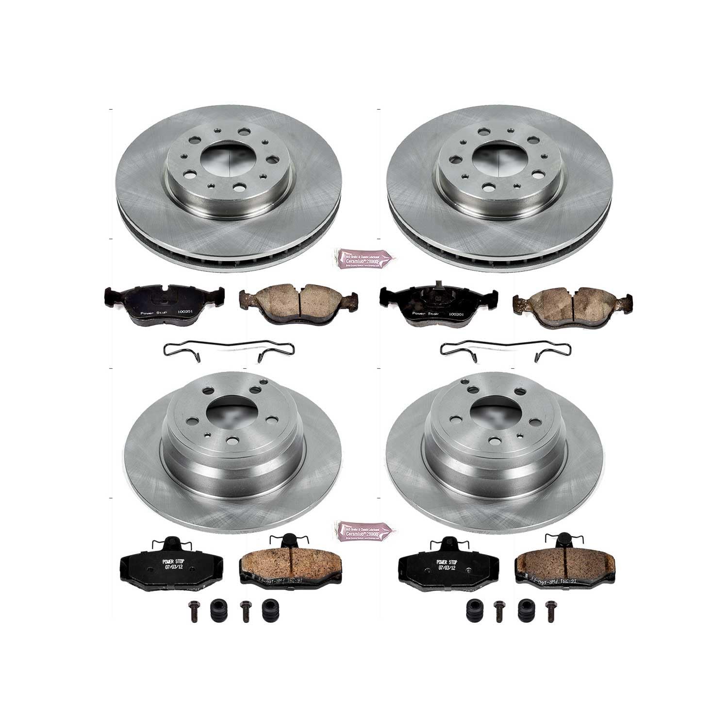 Power Stop KOE7498 Front and Rear Autospecialty Replacement Brake Kit-OE Brake Rotors & Ceramic Brake Pads For Volvo 850 1997 [Model Specific]