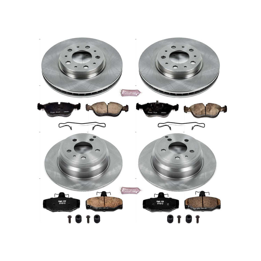Power Stop KOE7498 Front and Rear Autospecialty Replacement Brake Kit-OE Brake Rotors & Ceramic Brake Pads For Volvo 850 1997 [Model Specific]