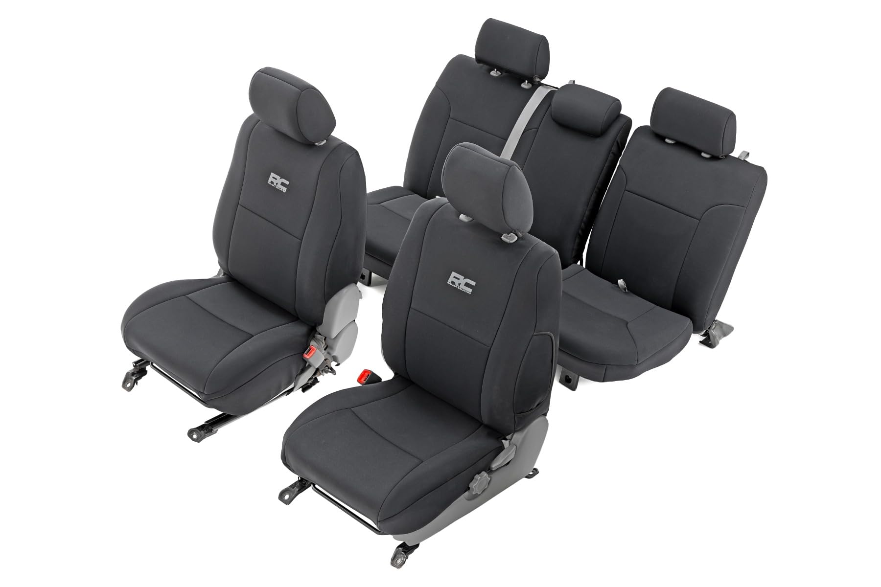 Rough Country Neoprene Seat Covers for Tacoma Toyota (2005-2015) Crew Cab w/No Folding Passenger Seat - Waterproof & UV Resistant, Foam Padded, Front & Rear Seat Cover Set