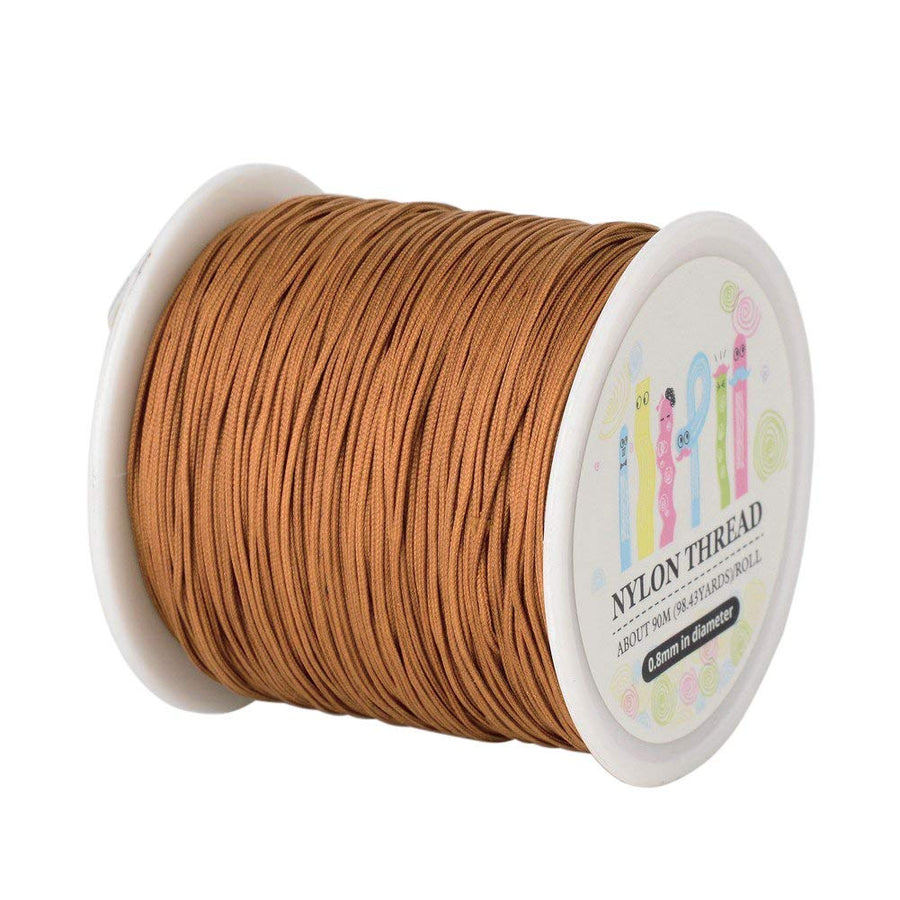 1 Roll JEWELEADER About 98 Yards Braided Nylon Craft Thread Cord 0.8mm Satin Trim Cord Chinese Knotting Beading Cord for DIY Jewellery Making Macrame Kumihimo Shamballa Friendship Bracelet - Chocolate