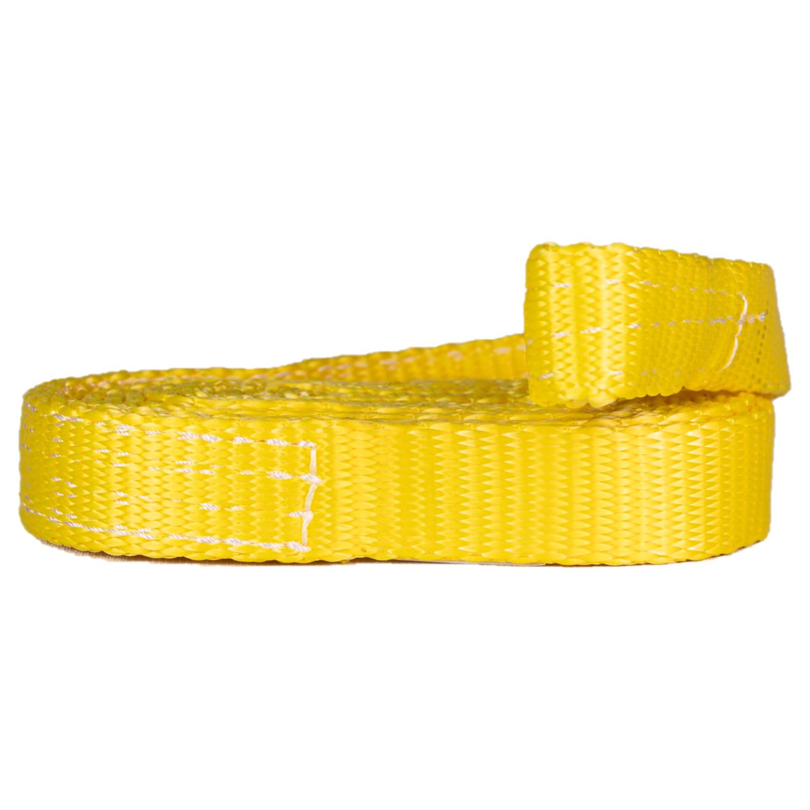 Mile Marker Single 19108 Yellow 1″ x 8′ ATV Tow Strap - Designed for Strength & Durability - Rated to 7,200 lbs. - Reinforced Eyelet on Each End - Worry Free Storage