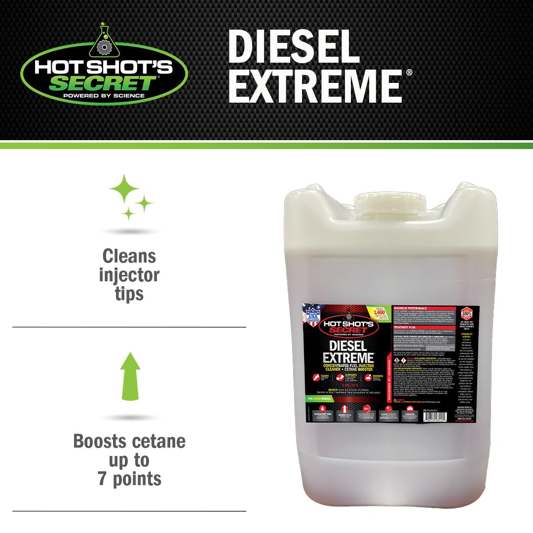 Diesel Extreme Hot Shot's Secret 5 Gallon, Concentrated Fuel System Cleaner, Diesel Fuel Additive, Injector Cleaner - Increases MPG & Restores Engine Performance