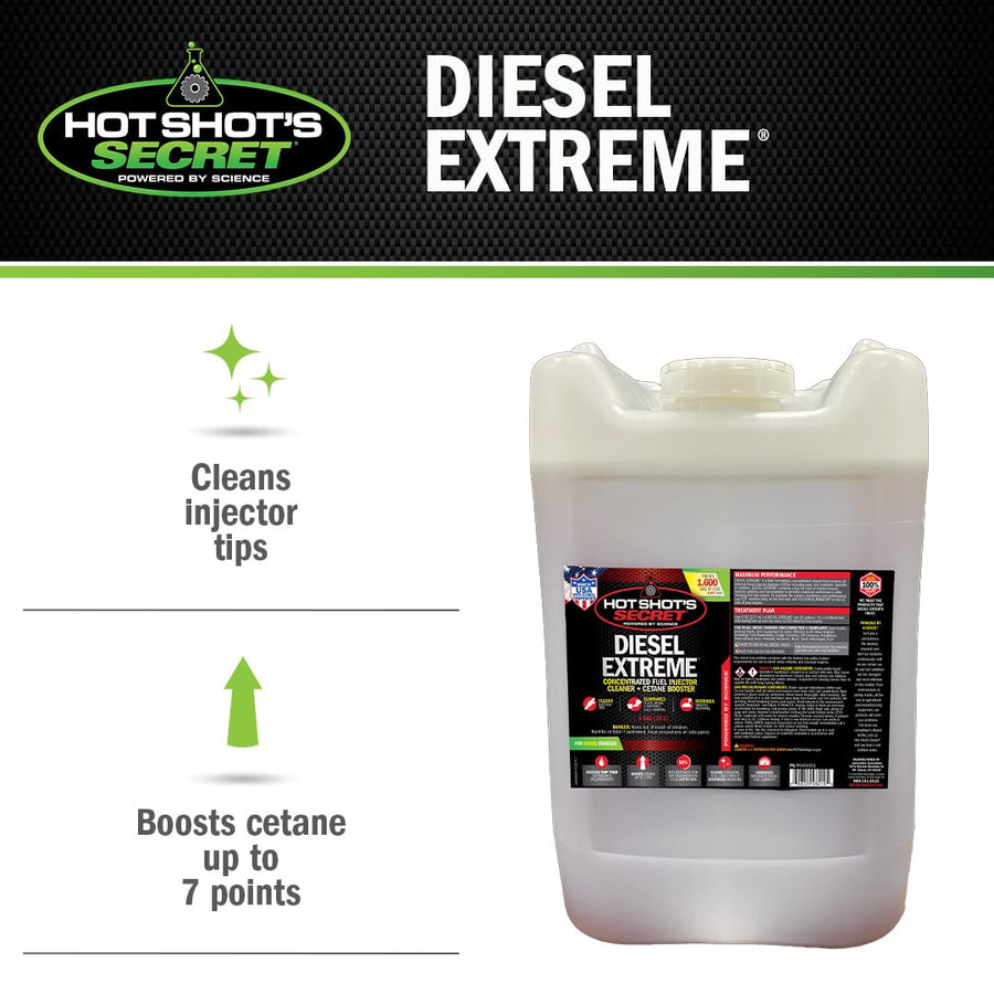 Diesel Extreme Hot Shot's Secret 5 Gallon, Concentrated Fuel System Cleaner, Diesel Fuel Additive, Injector Cleaner - Increases MPG & Restores Engine Performance