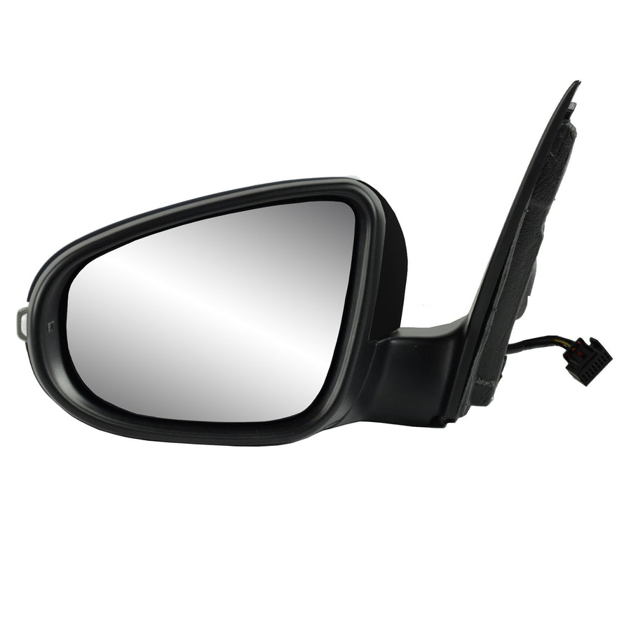 Driver Side Fit Mirror for Volkswagen Golf, Textured Black w/PTM Cover, w/Turn Signal, Puddle lamp, Power Fold, w/o Memory, Heated Power
