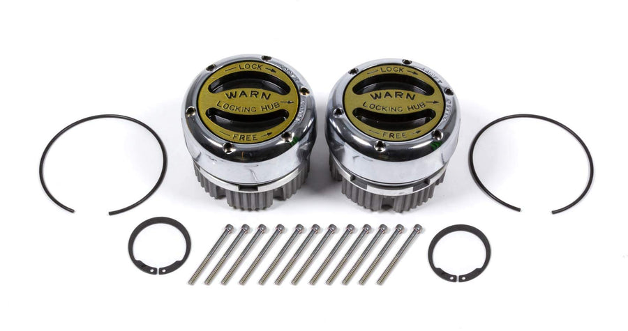 Premium WARN 20990 Manual Locking Hub with Zinc Aluminum Alloy Dial, Dual Seals and 19 Splines, Chrome, 1 Pair
