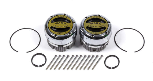 Premium WARN 20990 Manual Locking Hub with Zinc Aluminum Alloy Dial, Dual Seals and 19 Splines, Chrome, 1 Pair
