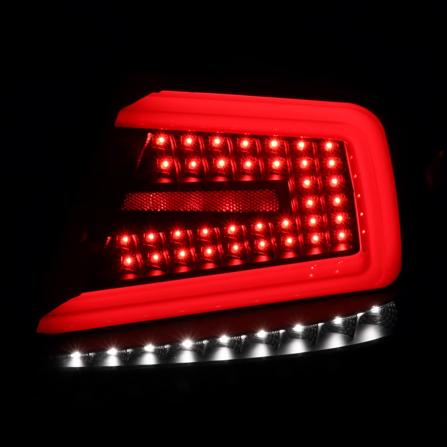 Black Sequential Tail Lights w/Red LED Bar SPEC-D TUNING Compatible with 2008-2011 Subaru Impreza/Impreza WRX, Left + Right Pair Assembly