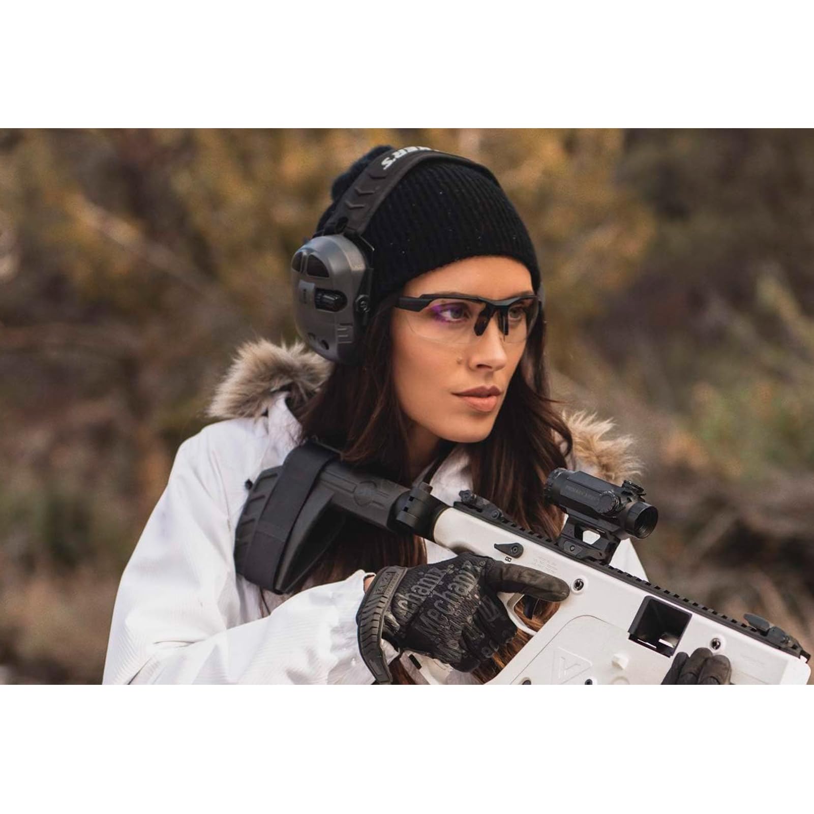WALKER'S Power Ultimate Muff - Noise Reducing 26dB NRR Hunting Gun Range Shooting Ear Protection Black Electronic Earmuffs with AFT, 2 AAA Batteries Included