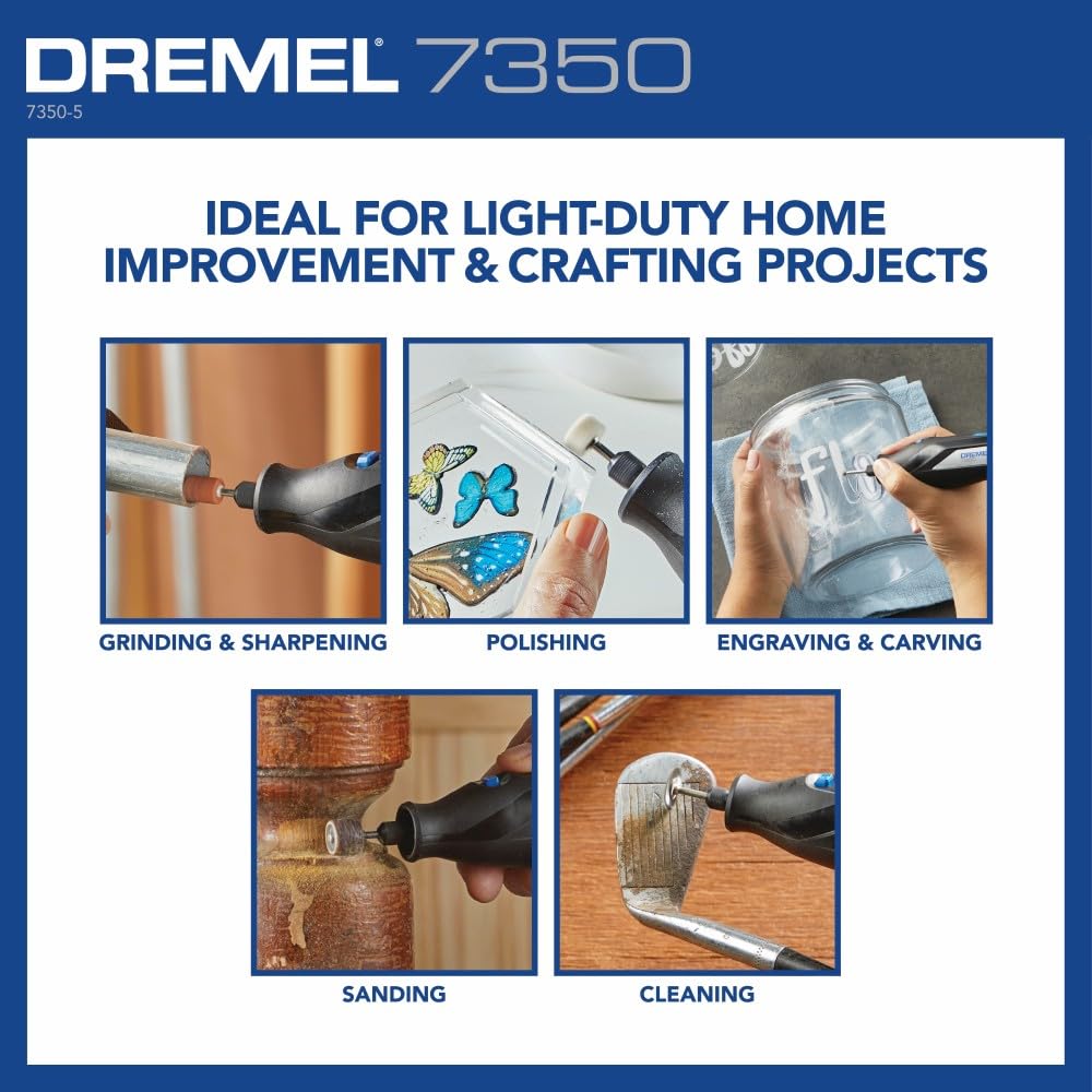 Dremel 7350 Cordless Rotary Tool Kit 4V with 5 Accessories and USB-C Rechargeable Battery - Single Speed for Carving, Engraving, Sanding and Cleaning