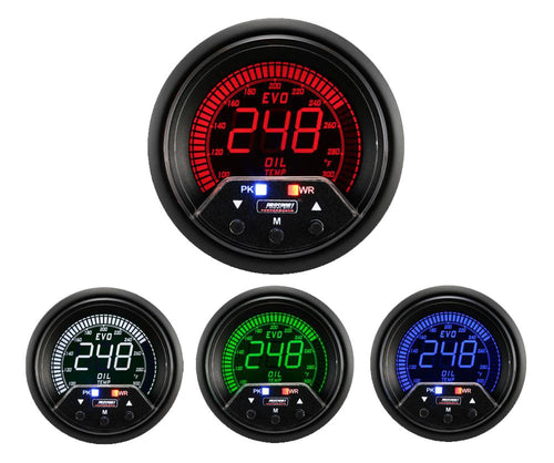 Oil Temperature Gauge- Digital Electrical Green/White/red/Blue Premium EVO Series 60mm (2 3/8