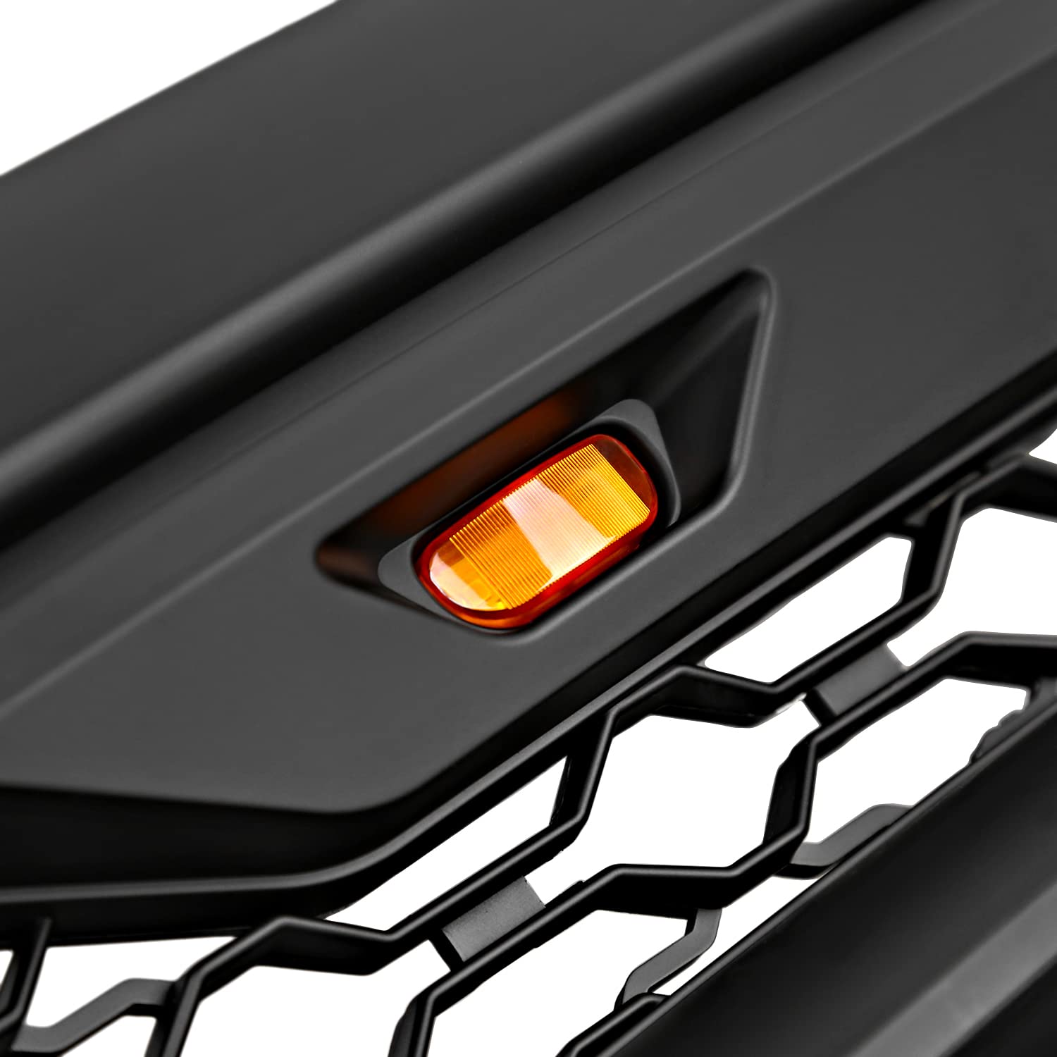 Facelift Style Spec-D Tuning Front Hood Grille w/Amber LED Lights Compatible with 2013-2018 Dodge Ram 1500