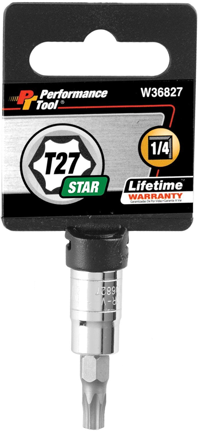 W36827 Performance Tool T27 Star Bit Socket, 1/4-Inch Drive