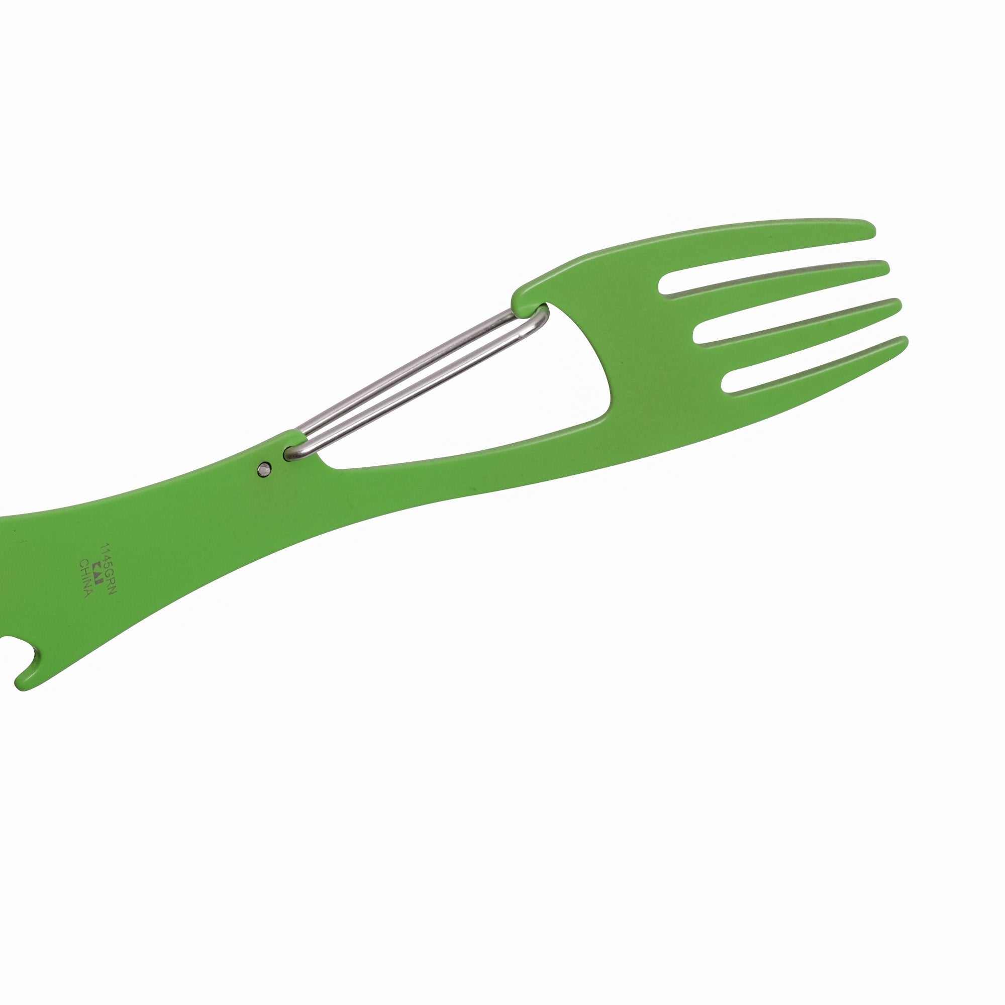 Kershaw XL Ration - Green (1145GRN); Large-Sized Eating Utensil; Fork, Spoon, Bottle Opener; Carabiner Gate for Secure Carry; 3CR13 Steel with Scratch-Resistant, Food-Safe Coating; 2.1 oz. 1145GRNX
