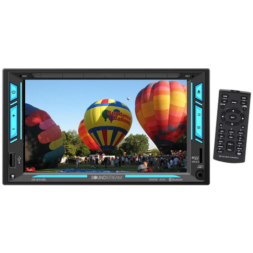 SOUNDSTREAM Double Din VR-64HBL Car Stereo Receiver, 7 Inch Touchscreen Bluetooth Multimedia Radio Backup Camera Ready, USB SD AUX MP3 MP4 Media