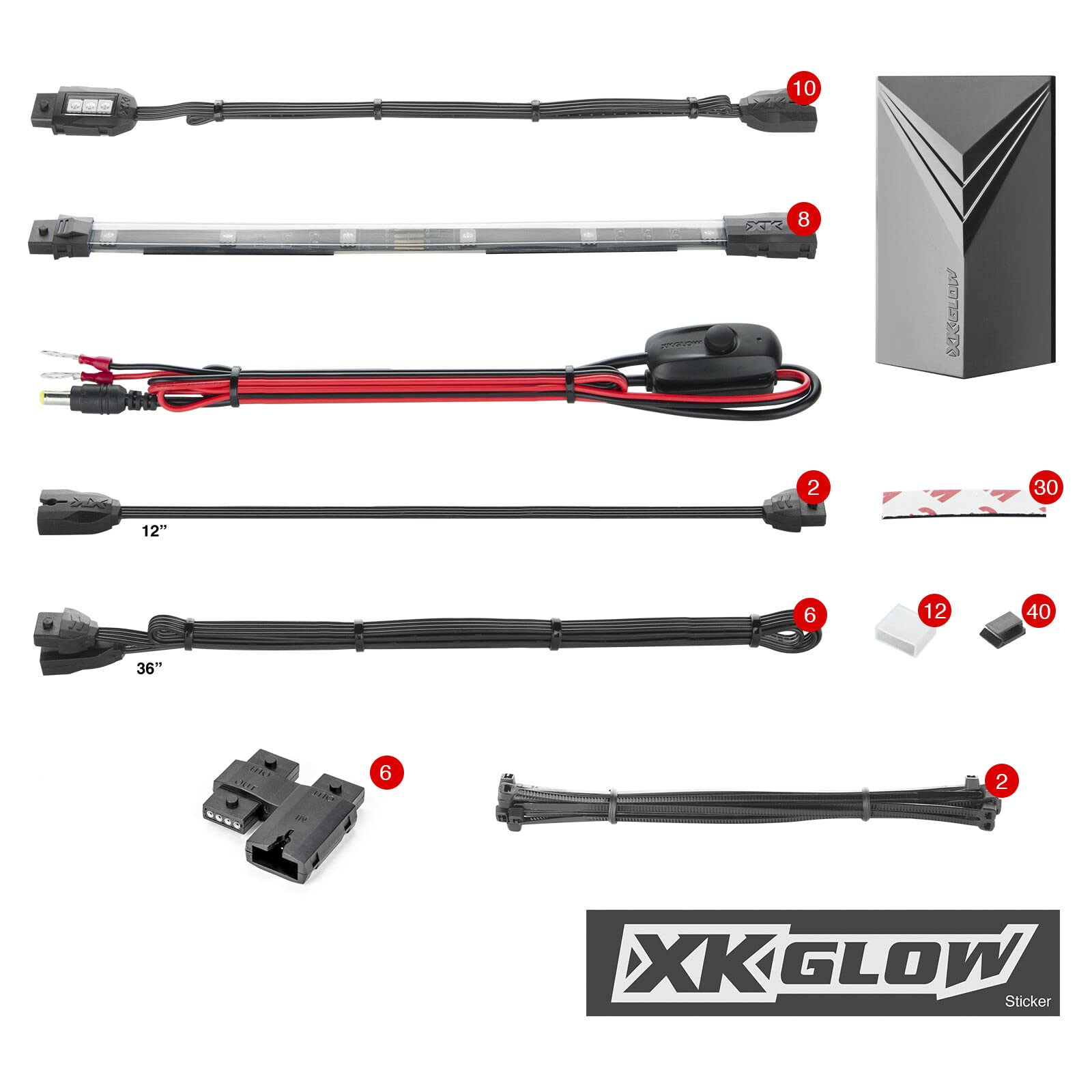 Motorcycle LED Light Kit, 7 Color Remote Control 18Pc