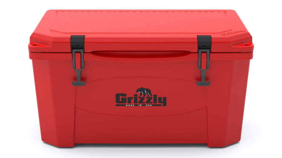 45 Cooler Grizzly | 45 qt Ice Chest Durable Rotomolded Insulated | Made in The USA | Warranty for Life | for Beach Boat Camping Fishing Hunting | G45 | Red