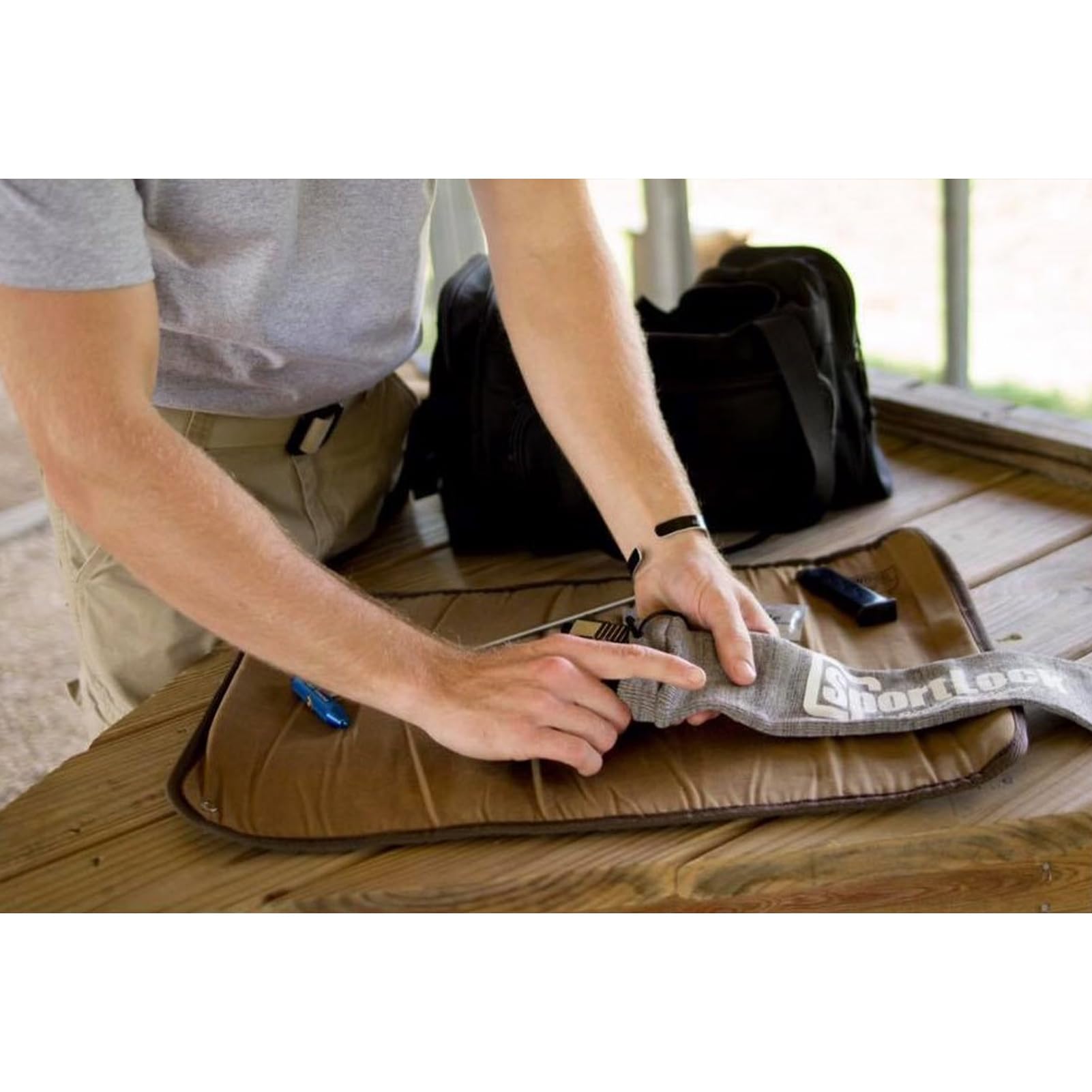 SportLock Birchwood Casey Silicone Gun Sleeve | Durable Silicone-Impregnated Gun Sock for Corrosion, Abrasion, and Scratch Protection - Handgun Size (15" L x 3.75" W),Gray