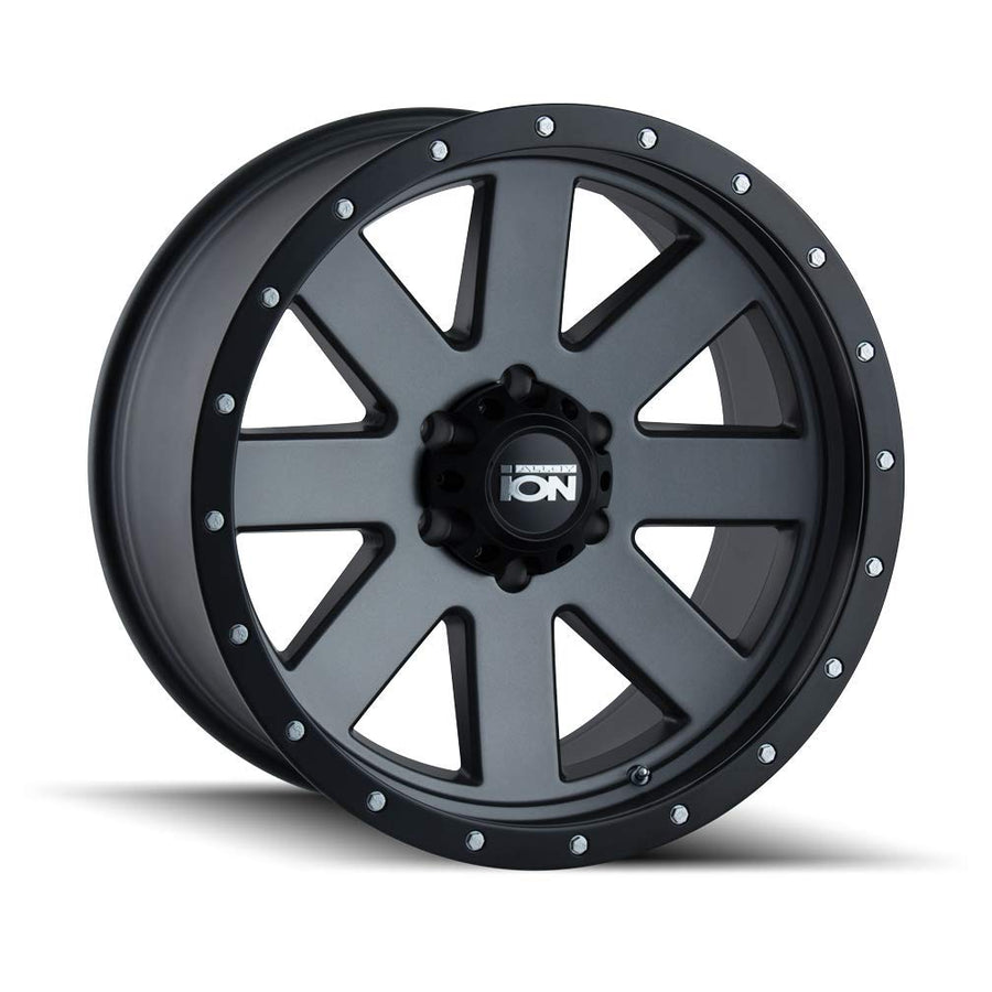 134 Ion Wheels Matte Gunmetal/Black BEADLOCK Wheel with Alloy Steel (18 x 9. inches /6 x 106 mm, 18 mm Offset)