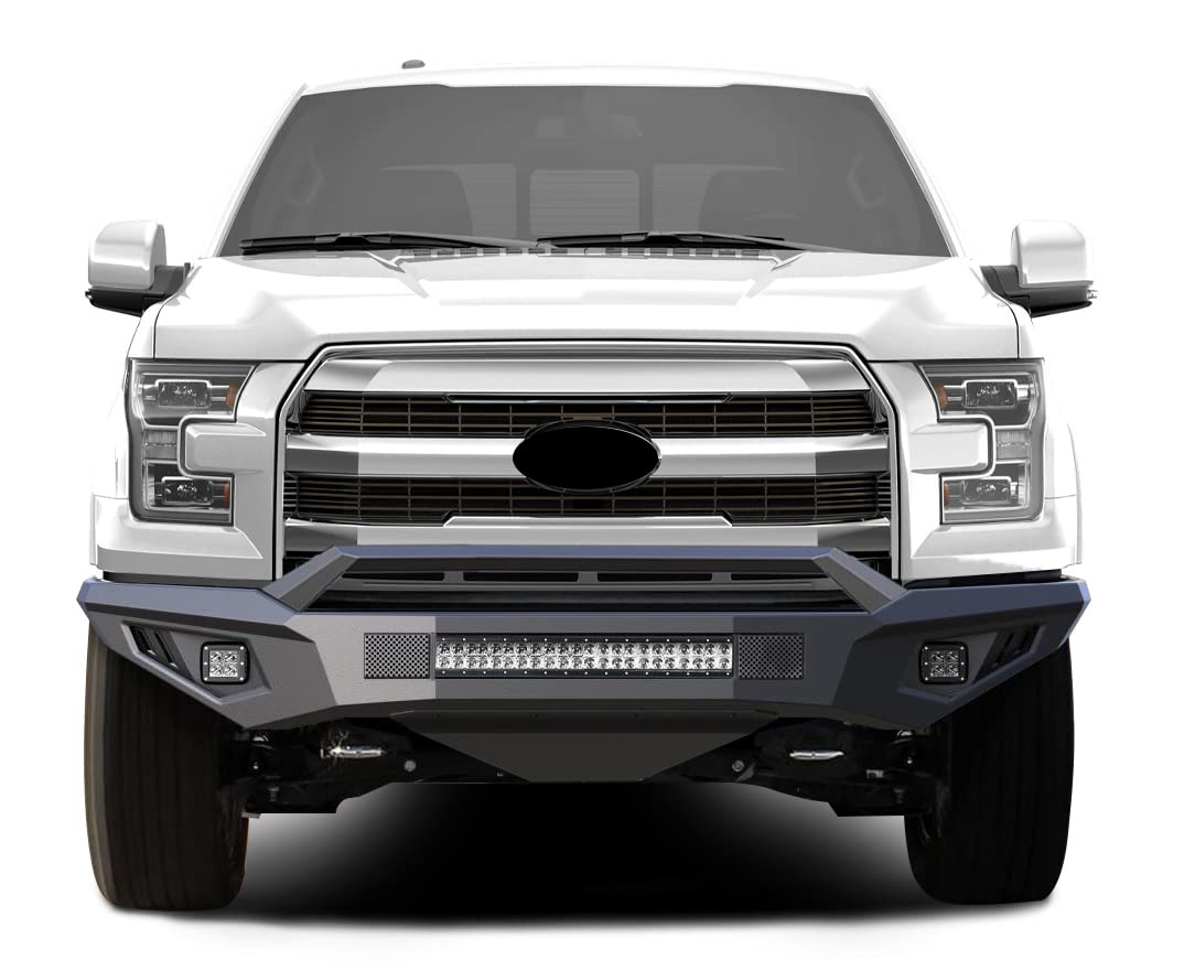 Armour II Heavy Duty Black Horse Front Bumper Kit Matte Black Compatible with 2015-2017 Ford F-150-AFB-F117-K1