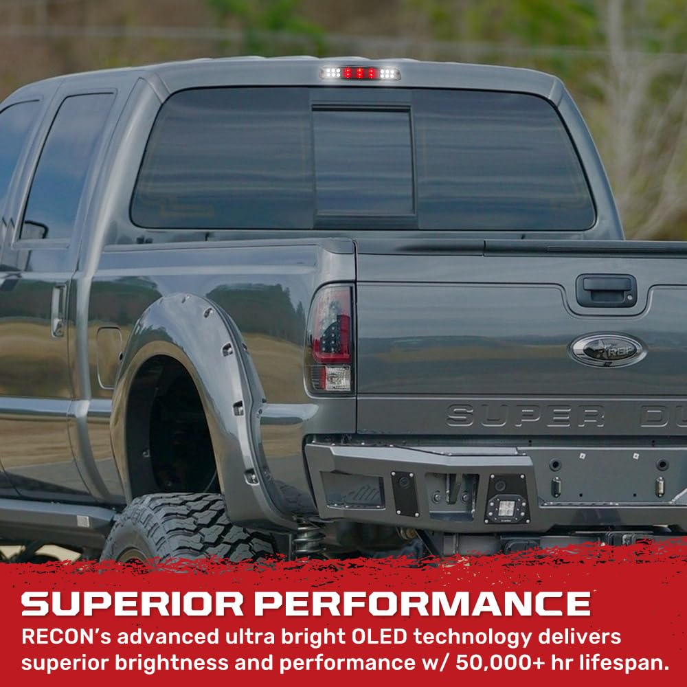 Fits 99-16 Super Duty & 95-03 Ranger & 01-05 Explorer Sport Trac RECON 3rd Brake Light with Ultra High Power LEDs with Sleek Smoked Lens