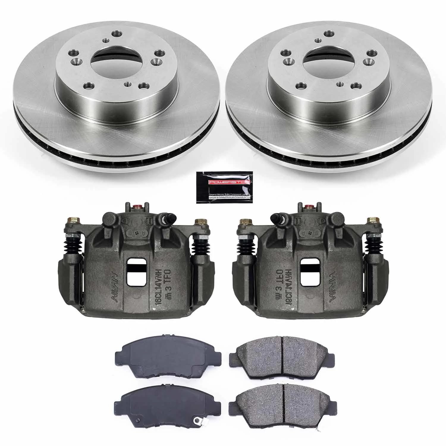 Power Stop KCOE6317 Replacement Autospeciality Front Caliper Kit- OE Rotors, Ceramic Brake Pads, Calipers For Acura ILX 2013-2015, Honda Civic 2012-2015 [Model Specific]