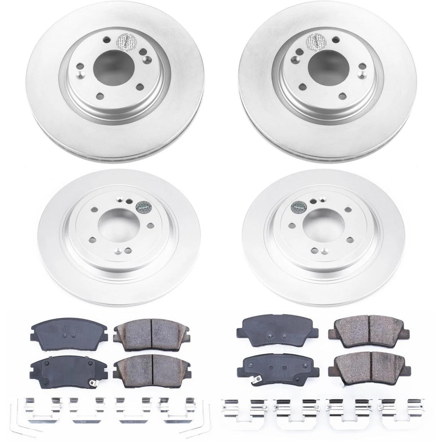 Power Stop Front and Rear CRK8010 Brake Rotors and Z17 Ceramic Brake Pads Kit For Hyundai Tucson 2019-2021, Kia Sportage 2017-2022 [Model Specific]