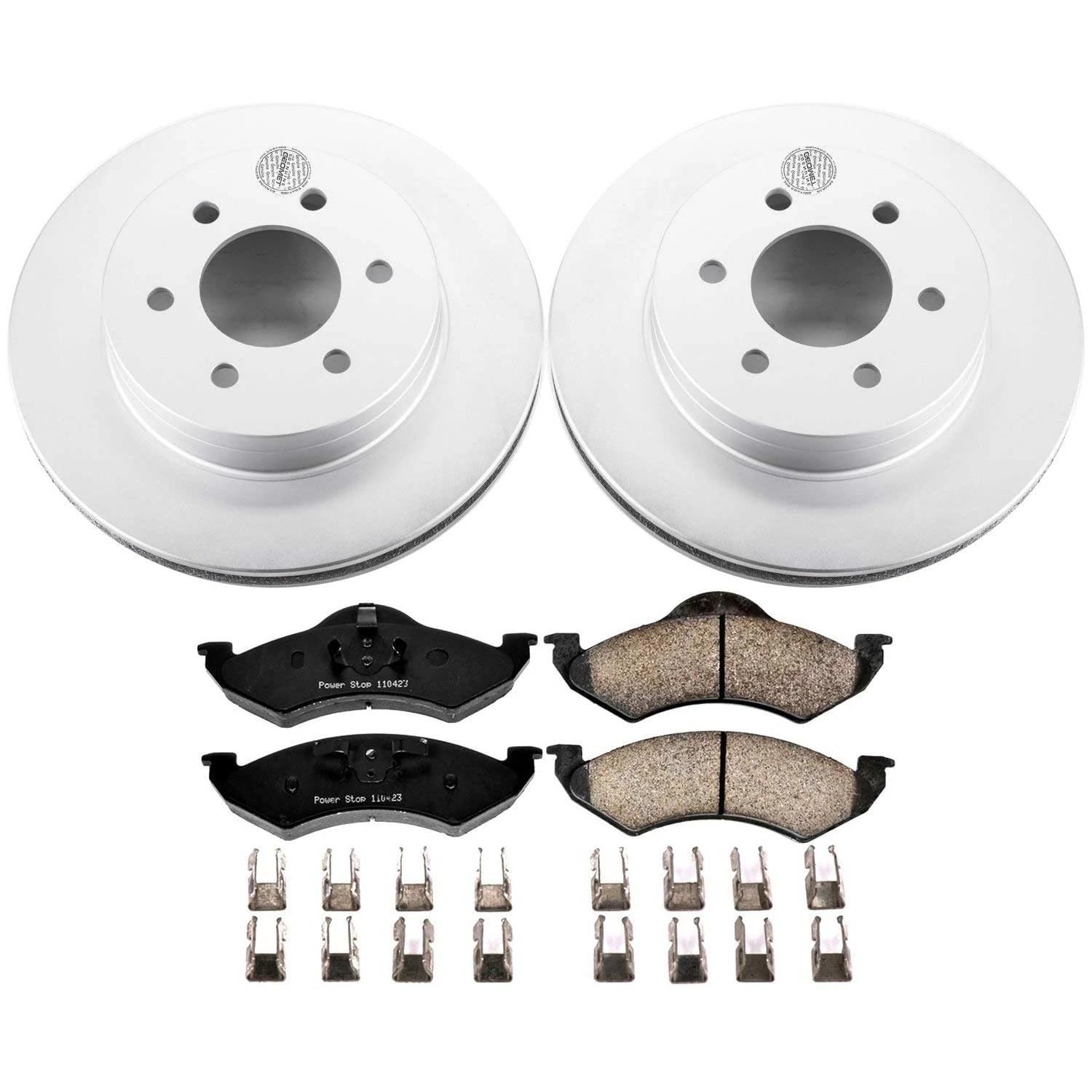 Power Stop Coated CRK2139 Brake Rotor and Ceramic Brake Pads- Front For Dodge Dakota 2000-2002, Dodge Durango 2000-2002 [Model Specific]