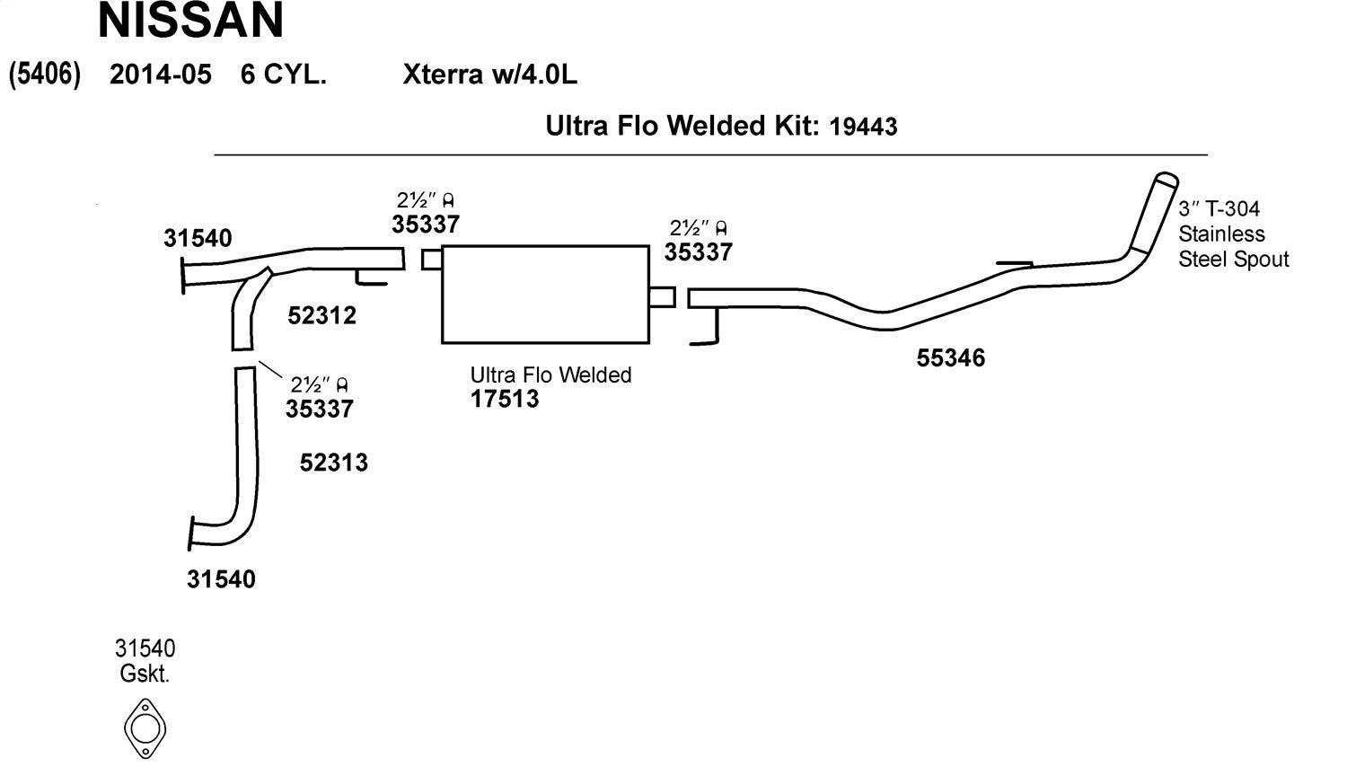 Exhaust Y Pipe Dynomax 52312 for Nissan Xterra