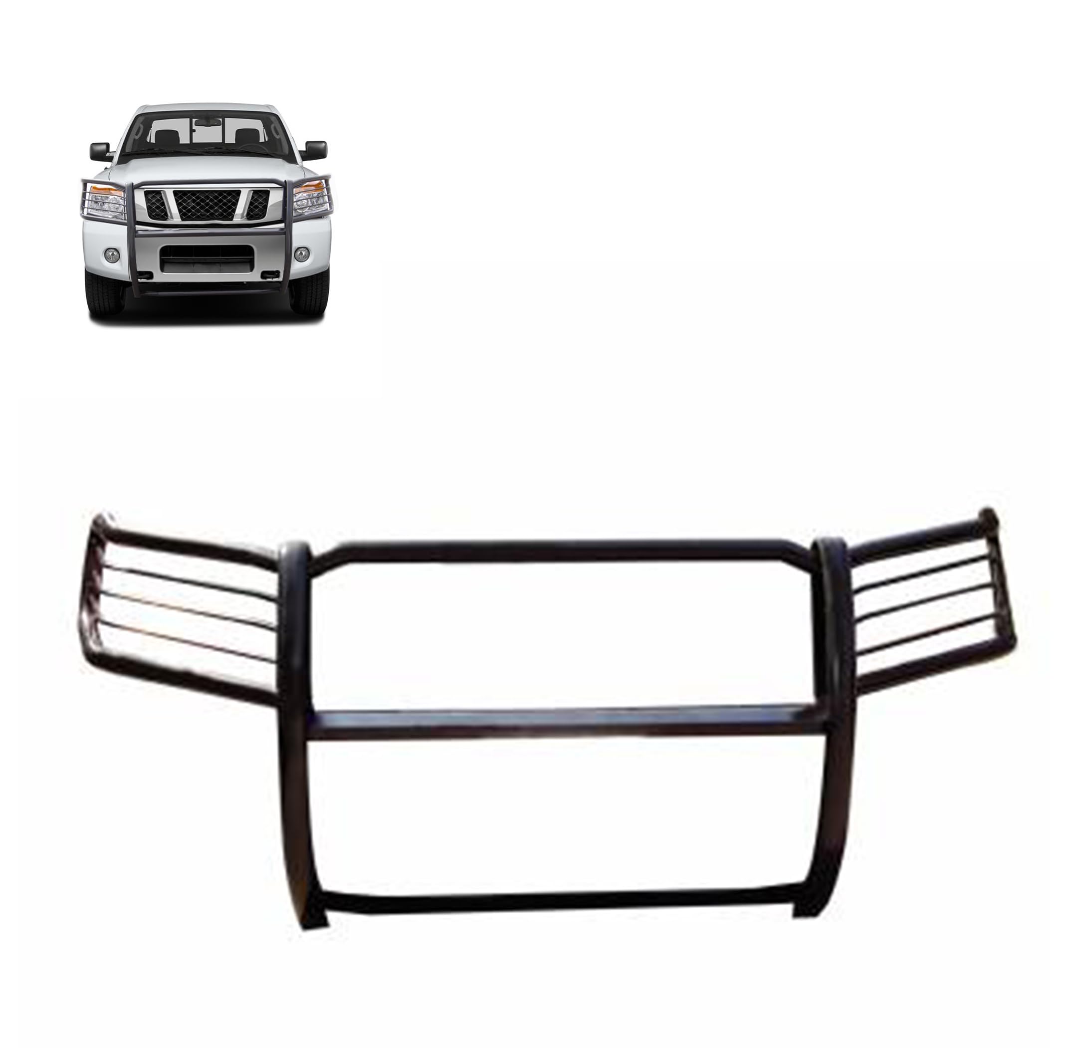Grille Brush Black Horse Bumper Guard Modular Compatible with 2005-2015 Nissan Armada|2004-2015 Nissan Titan Crew Cab|2004-2015 Nissan Titan King Cab-17NR26MA