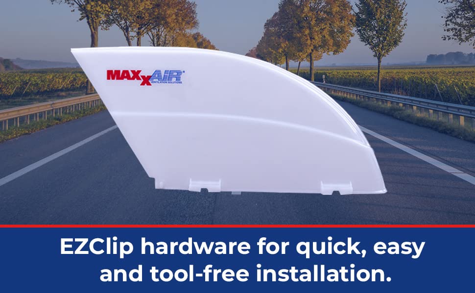 FANMATE MAXXAIR 00-955001 Cover with EZ Clip Hardware, Constant Airflow, Super Tough, White Fan/Vent