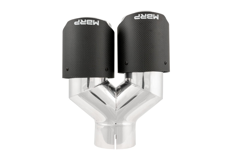 3in ID/Dual MBRP 4in OD Out Staggered L 9.87in / R 9.37in Dual Wall Carbon Fiber Univ Exhaust Tip