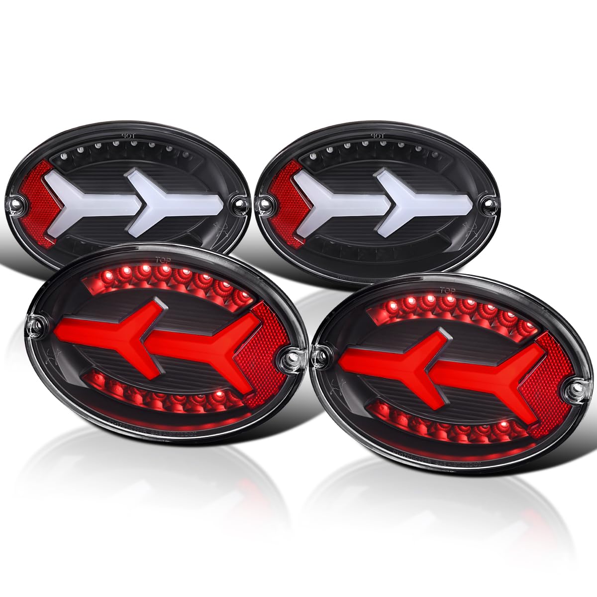 Black Tail Lights w/LED Tube Bar SPEC-D TUNING Compatible with 1997-2004 Chevy Corvette C5