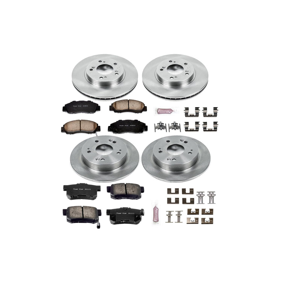 POWERSTOP Autospecialty KOE706 Front and Rear Replacement Brake Kit-OE Brake Rotors & Ceramic Brake Pads For Honda Prelude 1997-2001 [Model Specific]