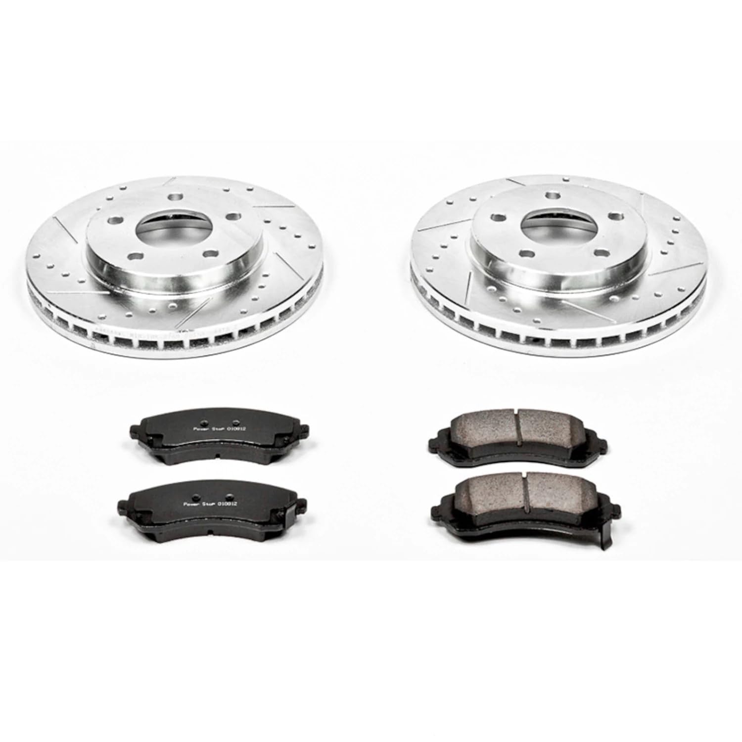 Power Stop K5233 Z23 Carbon Fiber Brake Pads with Drilled & Slotted Brake Rotors Kit For Buick Rendezvous 2002-2007, Pontiac Aztek 2001-2005 [Model Specific]
