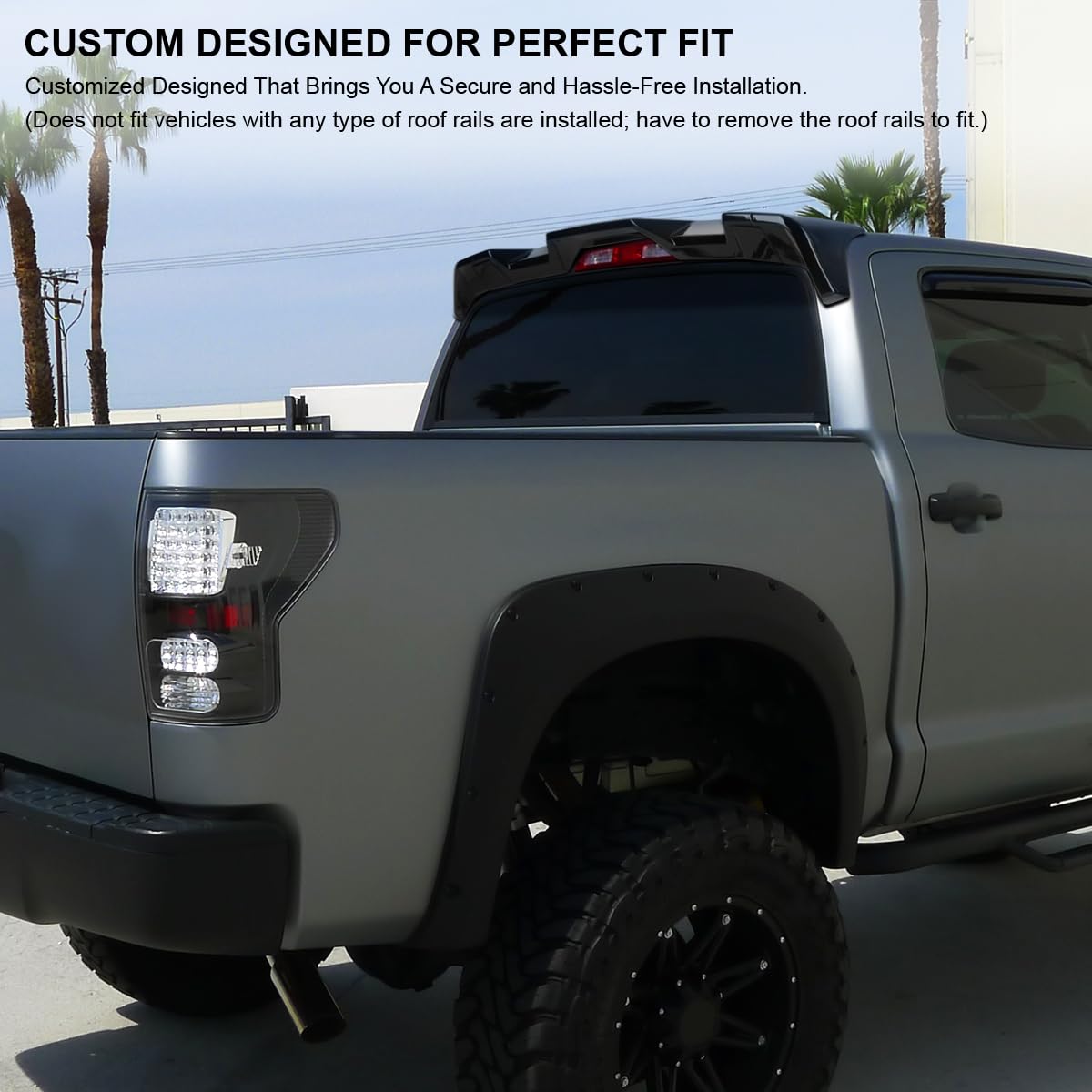 Glossy Black ABS Cab Roof Spoiler Spec-D Tuning for 2007-2013 Toyota Tundra Models