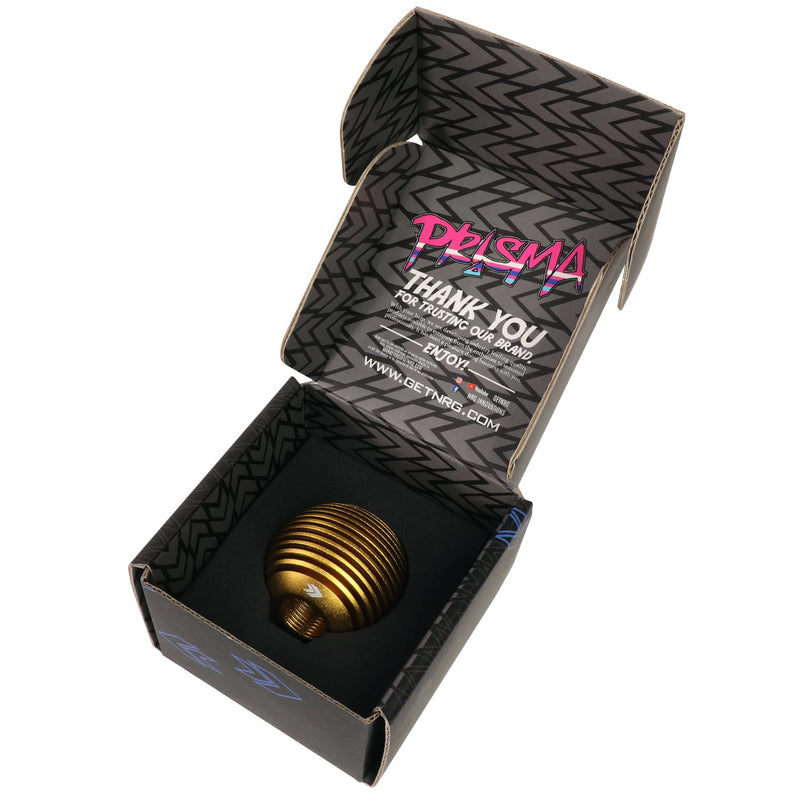 NRG Innovations Universal Aluminum SK-703GD Shift Knob with Thread Adapters, Heat Sink Style Round Ball Shape, Gold
