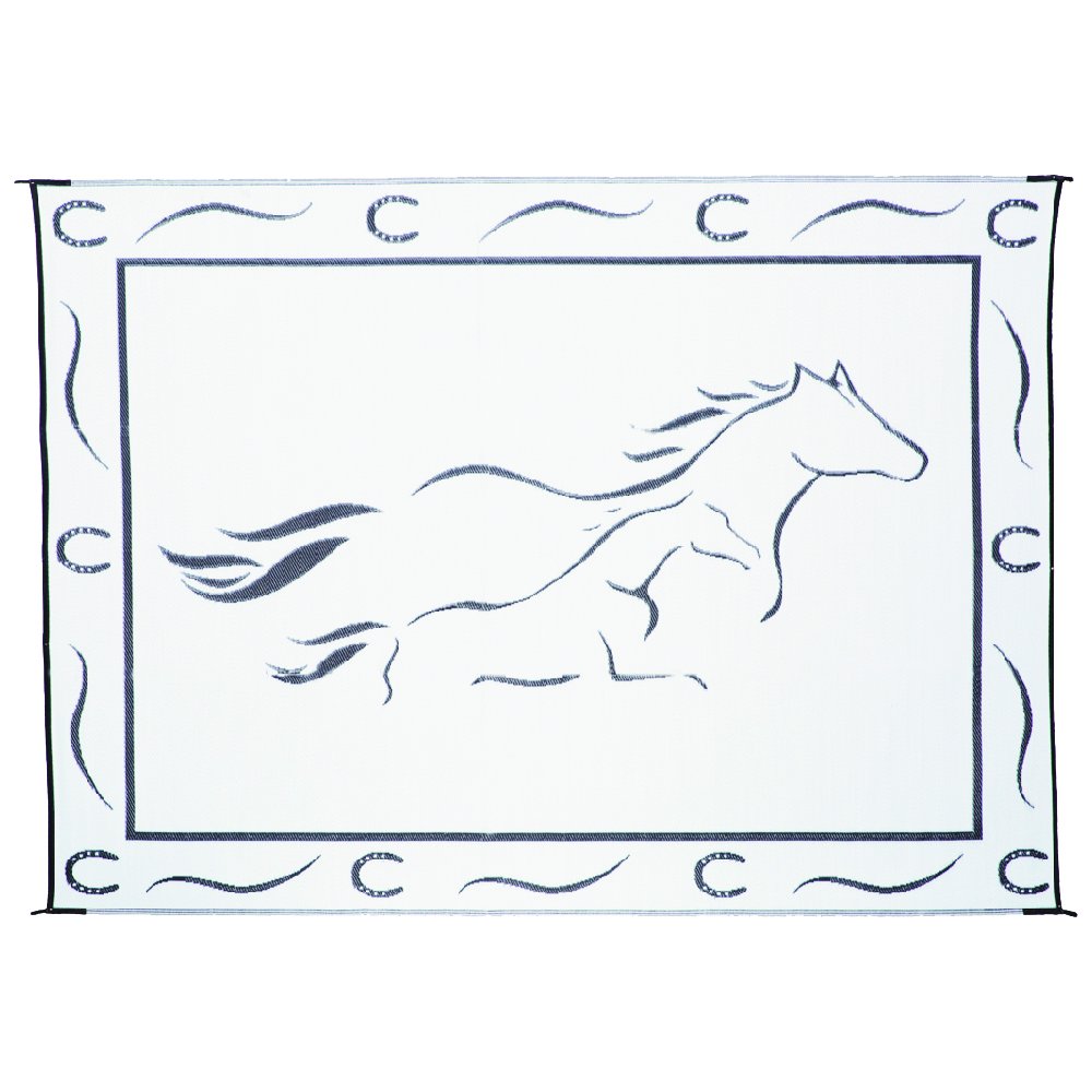 Camping Stylish GH8111 Black/White 8-Feet x11-Feet Galloping Horses Mat