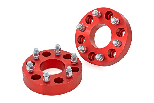 Rough Country 1.5" Wheel Spacers for 1500 Chevy/GMC Truck & SUV (1988-2021) - Anodized Red, Pair 6x5.5 Bolt Pattern