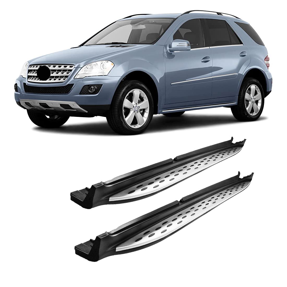 OEM Replica Black Horse Running Boards Aluminum Compatible with 07-09 -Benz ML320|06-09 -Benz ML500|08-11 -Benz ML550|07-11 -Benz ML63 AMG|06-11 -Benz ML350|10-11 -Benz ML450-RMW164