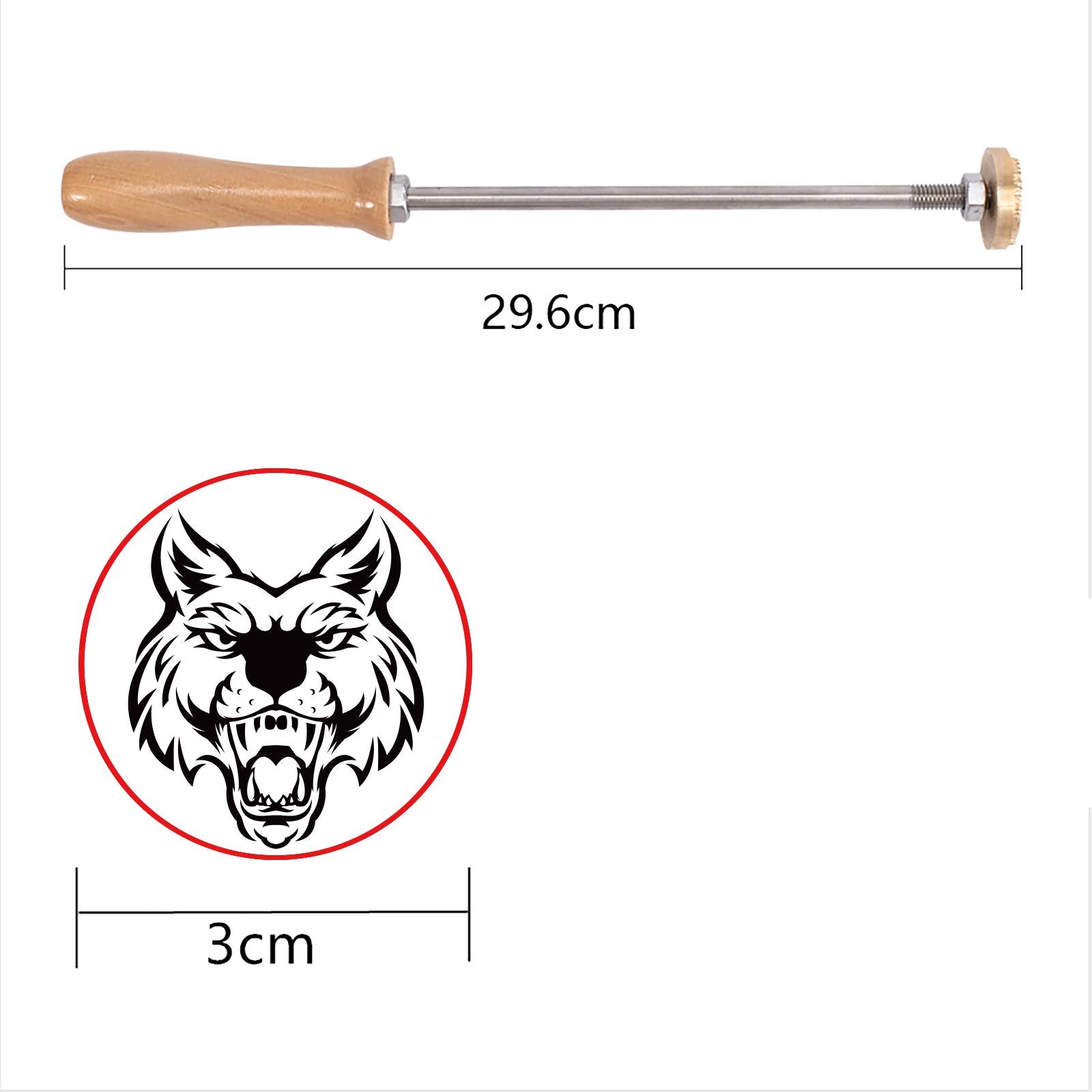 1.18" SUPERDANT Branding Iron Stamp Wolf Pattern BBQ Branding Iron with Replaceable Head Wooden Handles Grilling Tools and Accessories
