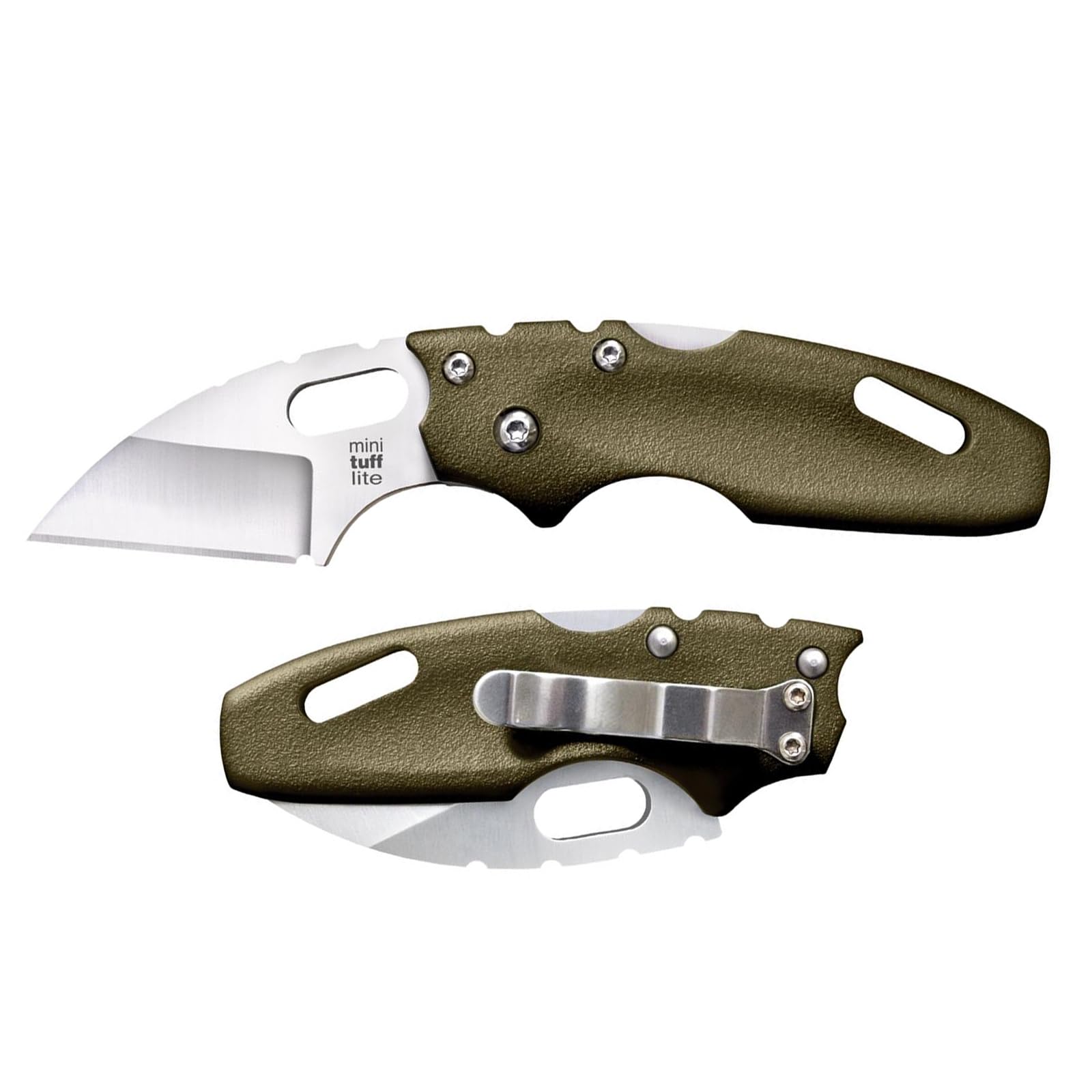 Mini Tuff Lite Cold Steel 2" 4034SS Sheepsfoot Razor-Sharp Blade 3" Griv-Ex OD Green Handle Everyday Carry Pocket Folding Knife