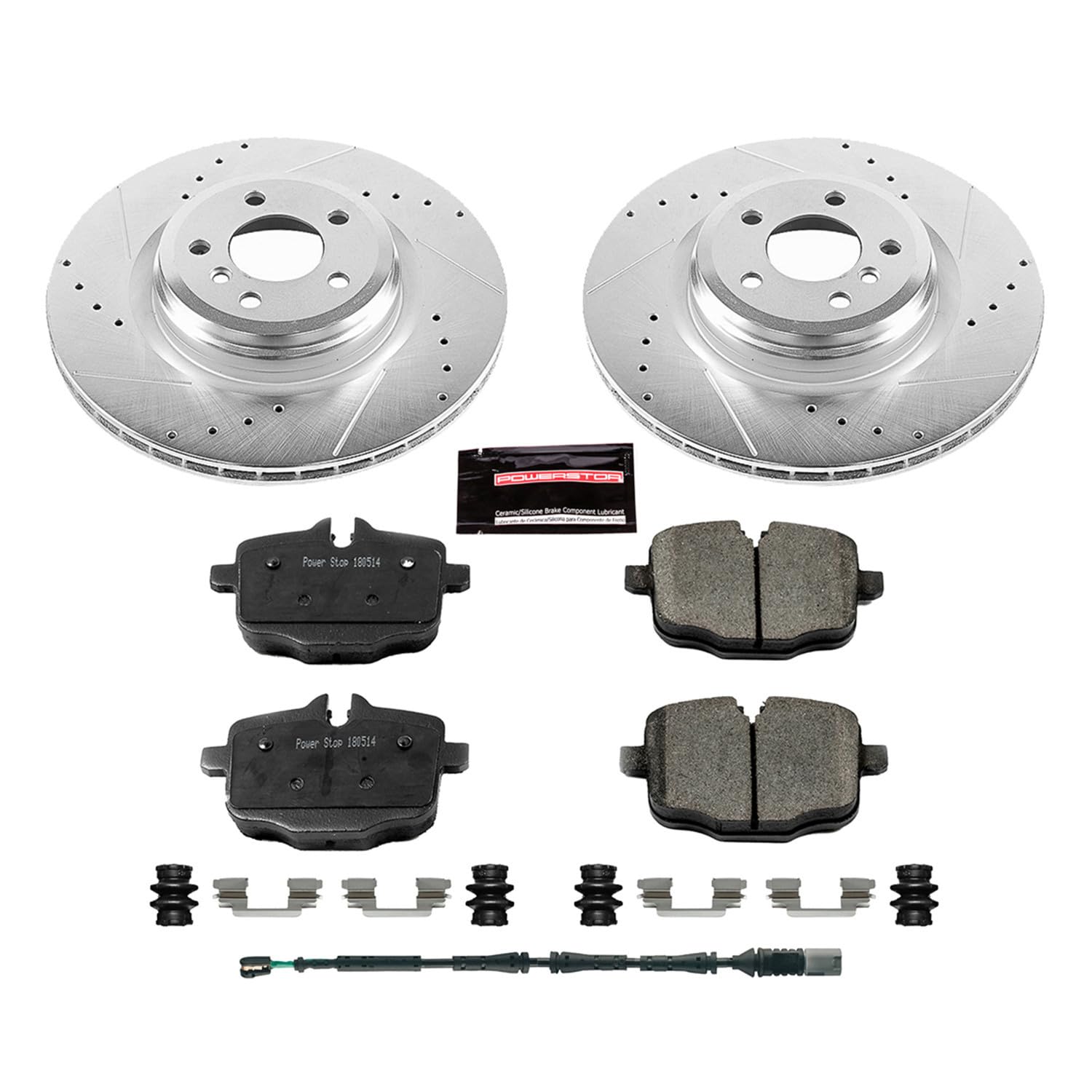 Power Stop K6416 Z23 Carbon Fiber Brake Pads with Drilled & Slotted Brake Rotors Kit For BMW 550i GT 2010-2015, BMW 550i GT xDrive 2010-2017 [Model Specific]