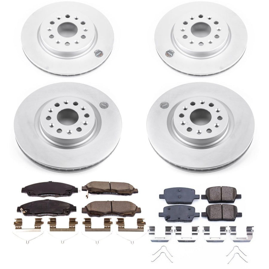 Power Stop CRK7909 Coated Brake Rotors and Z17 Front and Rear Brake Pads Kit For Buick Enclave 2018-2020, Cadillac XT5 2017-2020, Cadillac XT6 2020 [Model Specific]