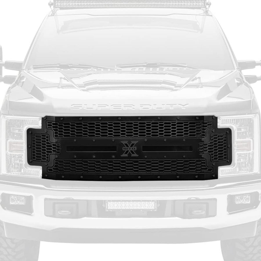 2017-2019 Stealth Laser X Grille Super Duty, Black, 1 Pc, Replacement, Black Studs, Does Not Fit Vehicles with Camera - PN #7715471-BR
