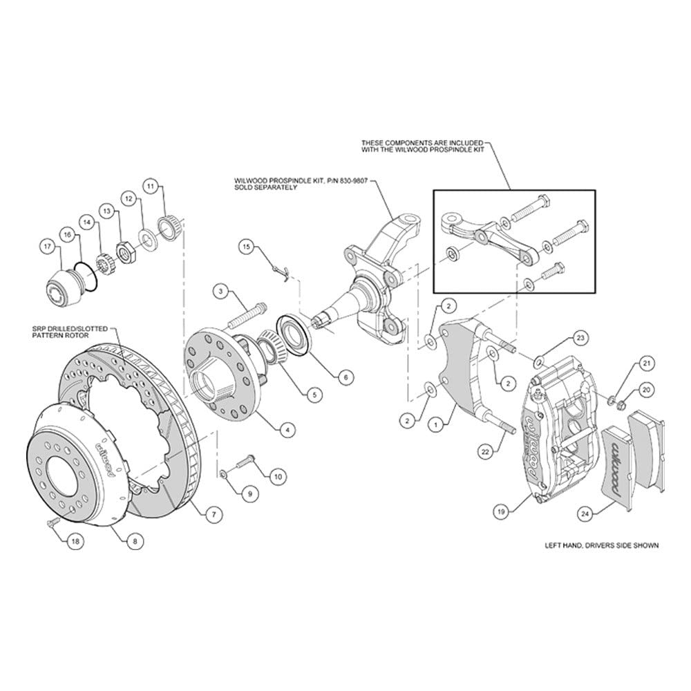 Front Hub Kit FNSL6R, 12.88", Drill, Red