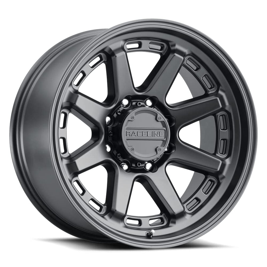 20X9" Raceline Wheels SCOUT Wheel Satin Black 8X170 Bolt Pattern +18mm Offset/(5.57"B/S) 8 Spoke Aluminum Passenger Car Wheels, Full Size Replacement Black Car Rims