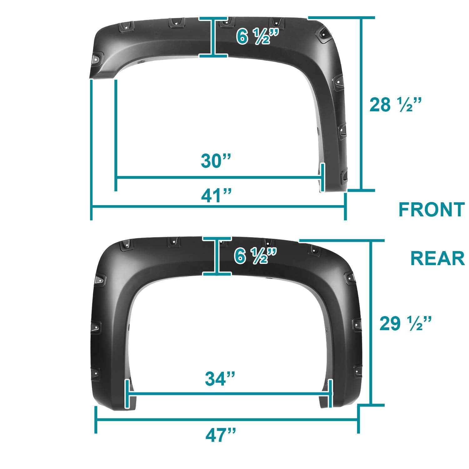 4PC Spec-D Tuning Front + Rear Smooth Bolt On Pocket Style Fender Flares Black Compatible with 2007-2013 Chevy Silverado 1500 69" Short Bed
