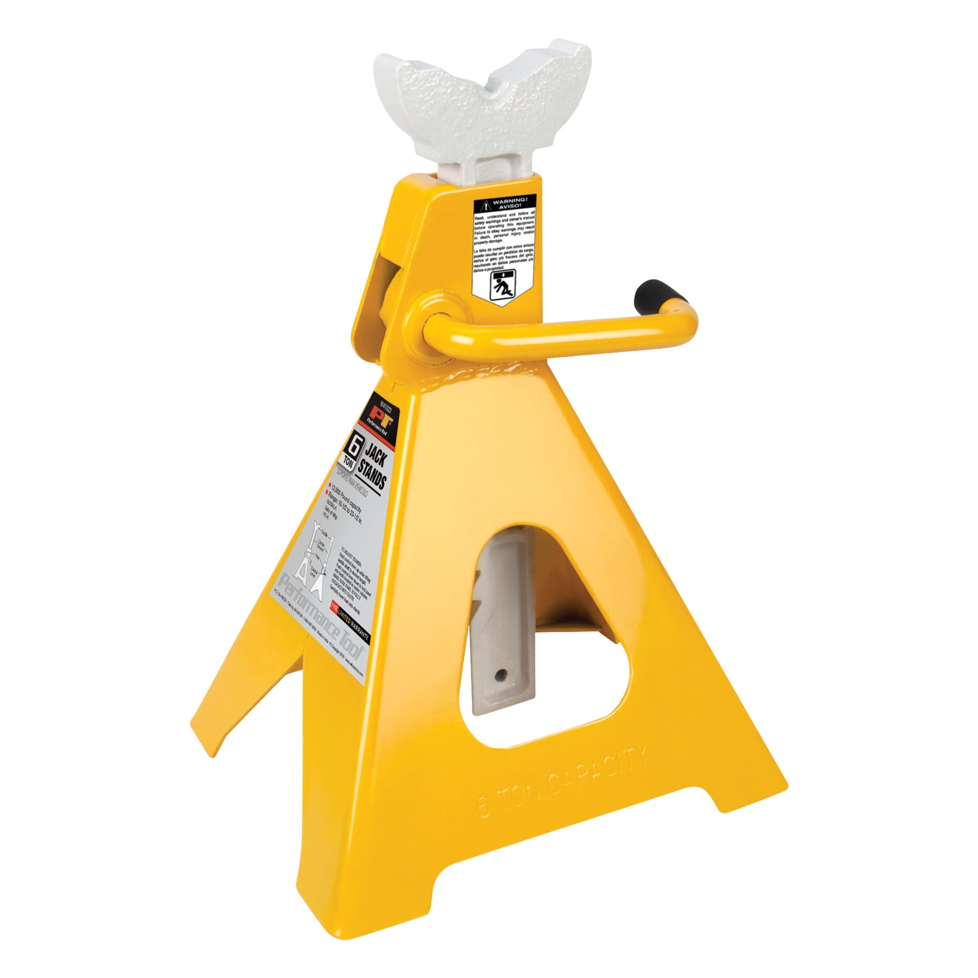 W41023 Performance Tool Ratchet Style Jack Stand Set for Lifting Vehicles During Maintenance, Yellow, 6-Ton
